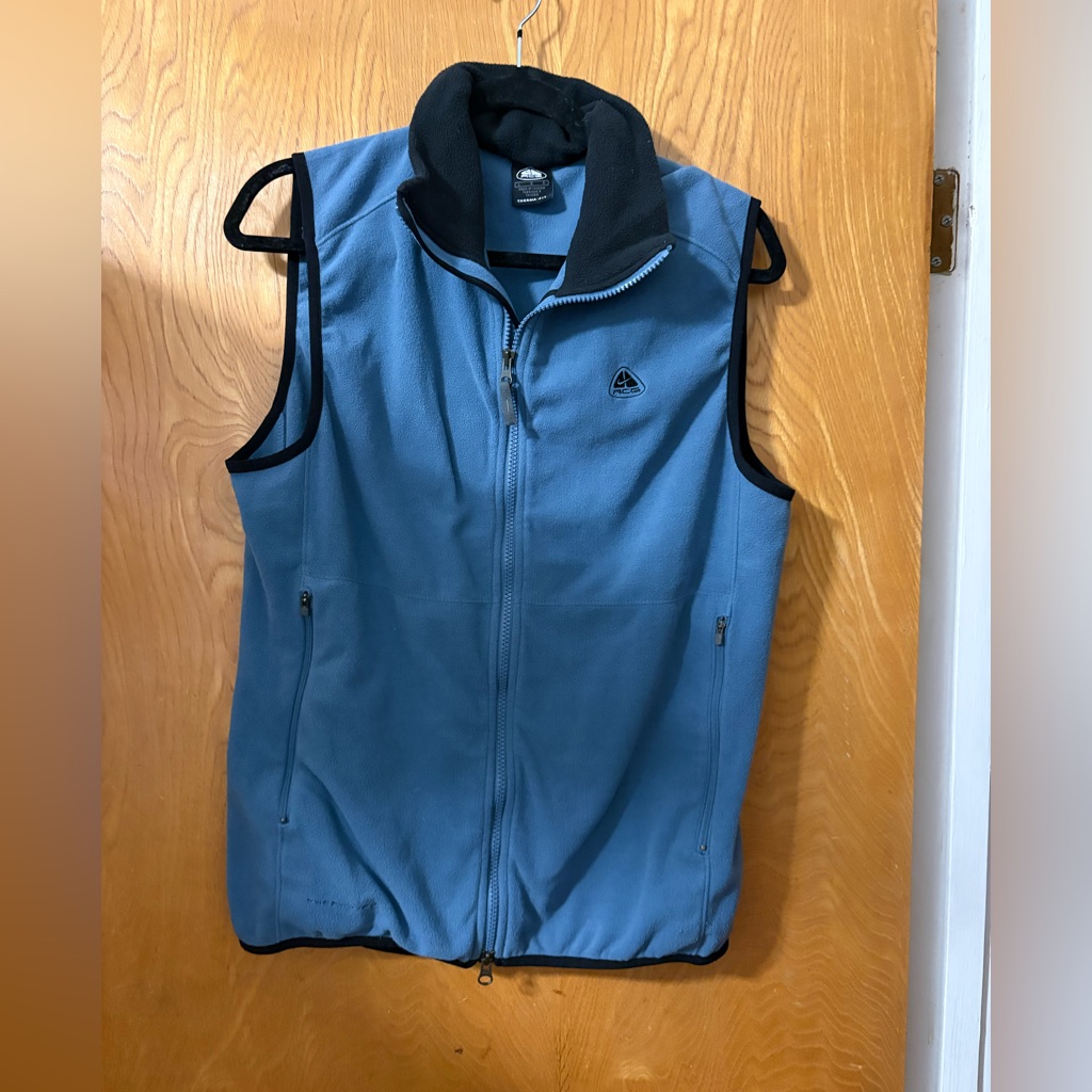 Nike Acg Therma-Fit Black And Blue Fleece Vest L